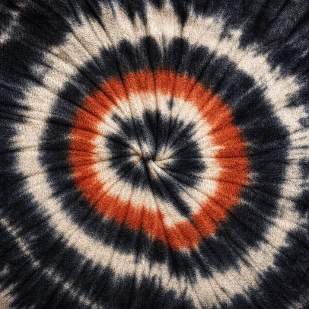Tie-dye spiral effect on cotton fabric