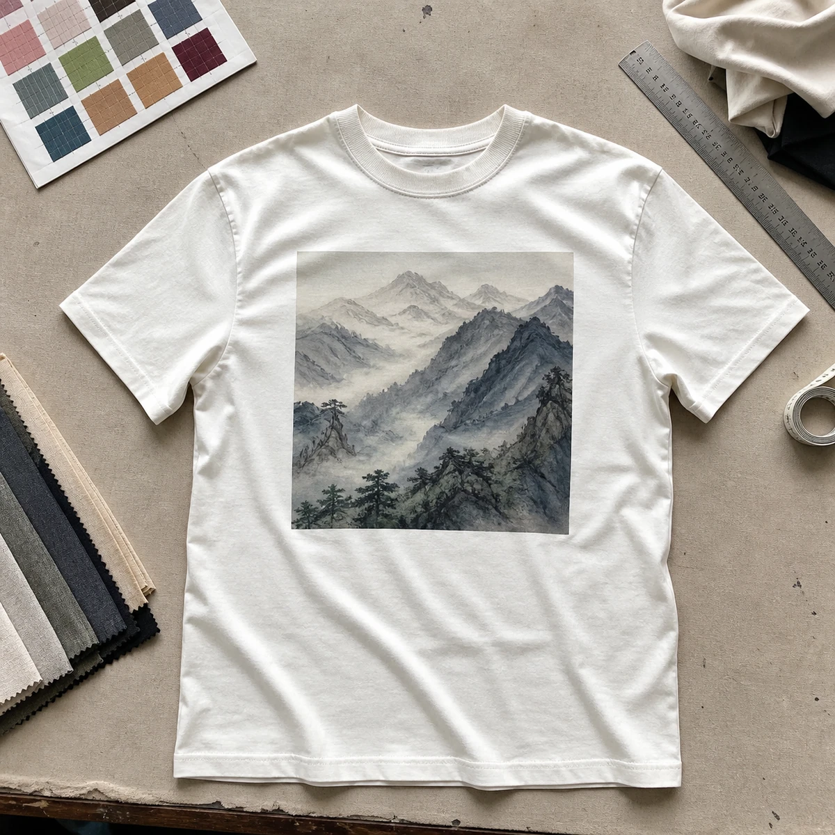 T-shirt with a positioned direct-to-garment digital print