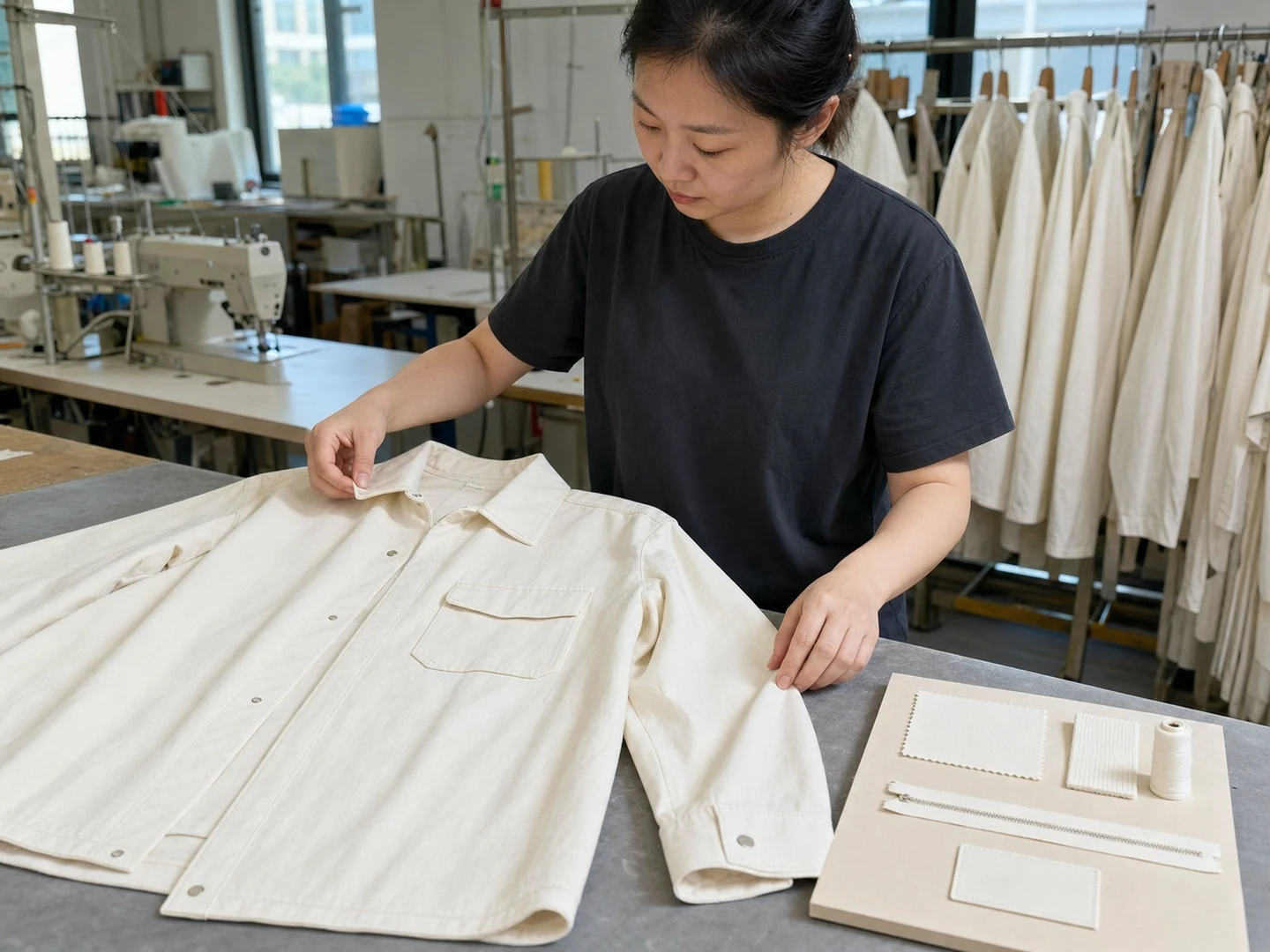 Checking the PFD garment before wet processing
