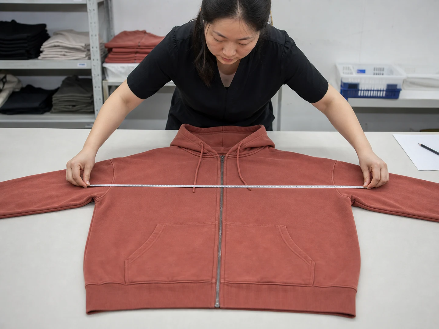 Measuring finished dimensions after garment dyeing