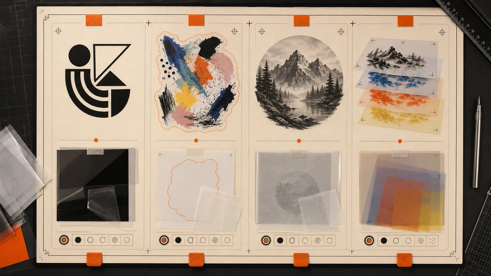 Vector, contour, tonal and separated artwork files on a transfer-route board