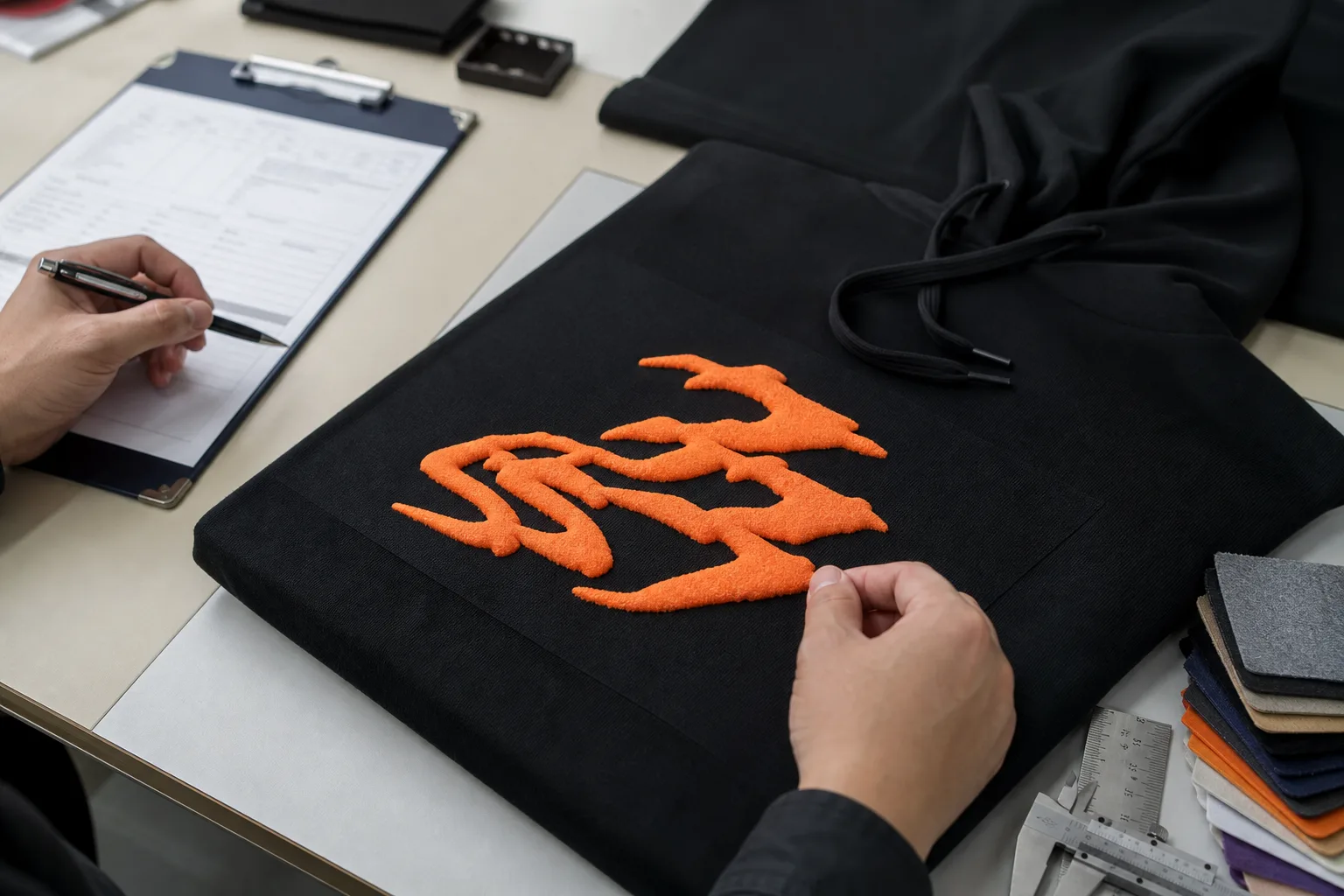 Puff print sample and production approval record