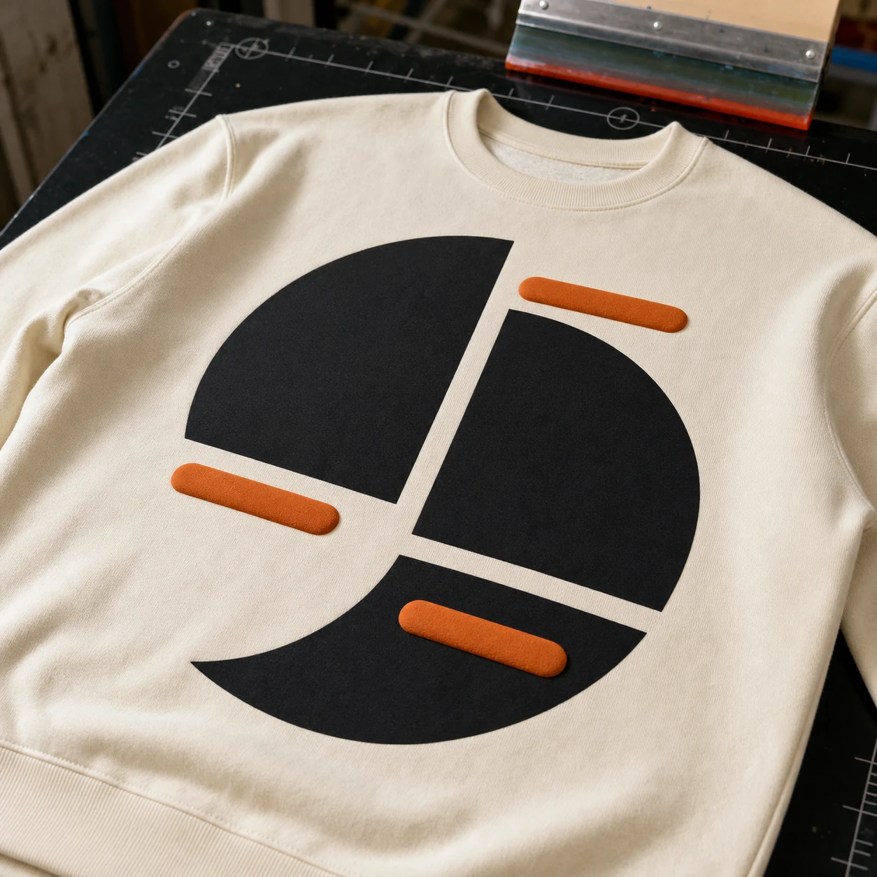 Flat and puff screen-print combination direction