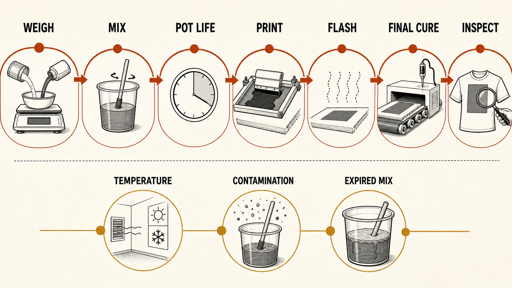 Catalyst and production control timeline for silicone ink