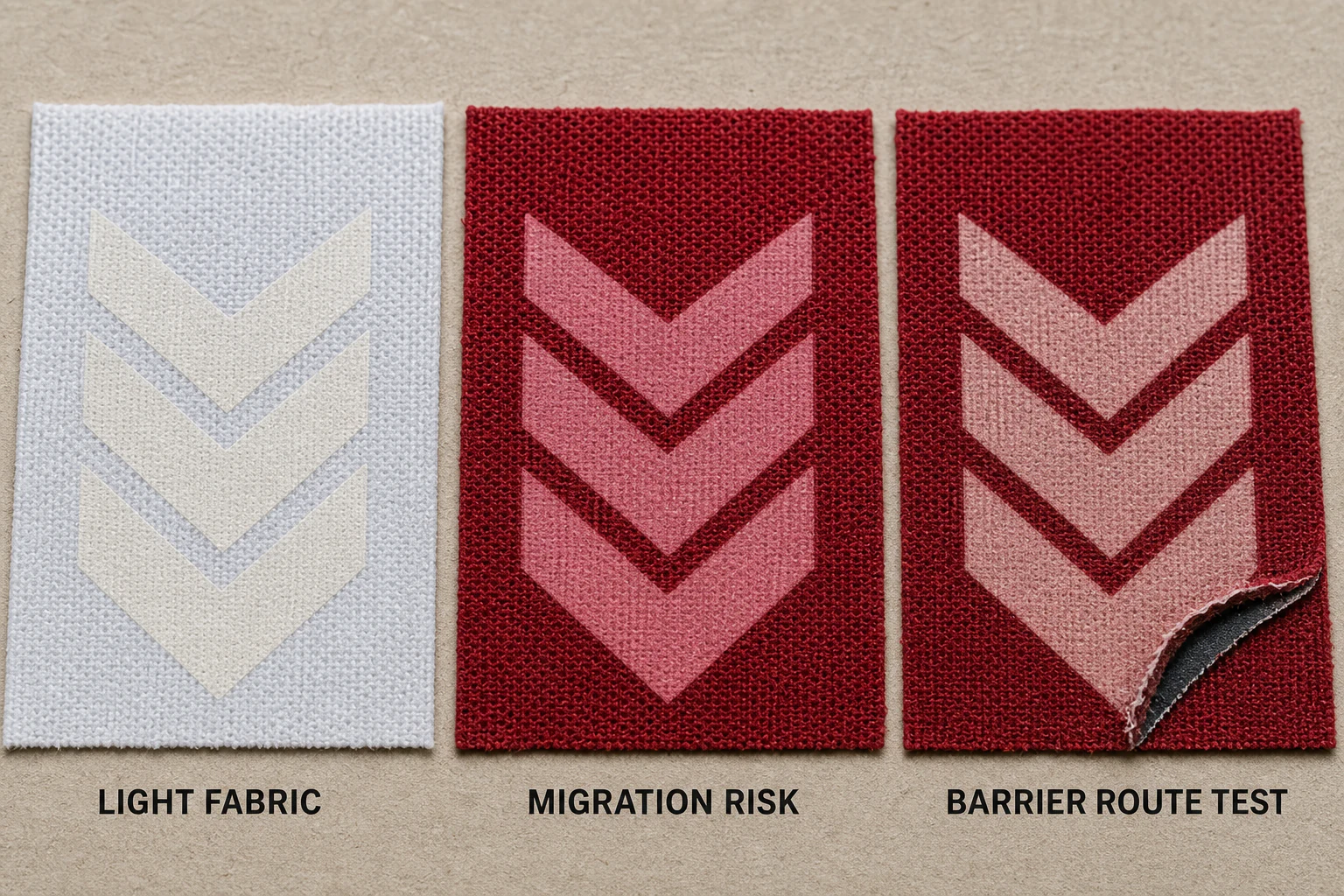 Dye migration comparison for silicone printing on dark polyester