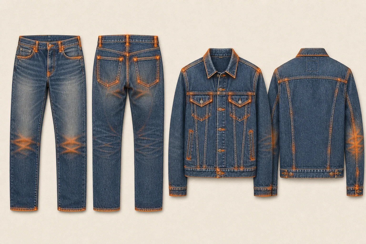 Garment stress-zone map for snow and acid wash sampling