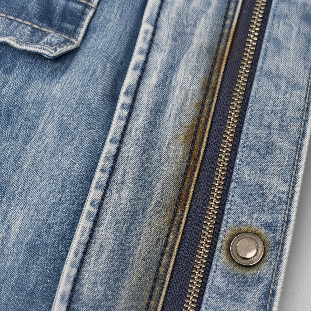 Thread and hardware mismatch after a complete garment wash route