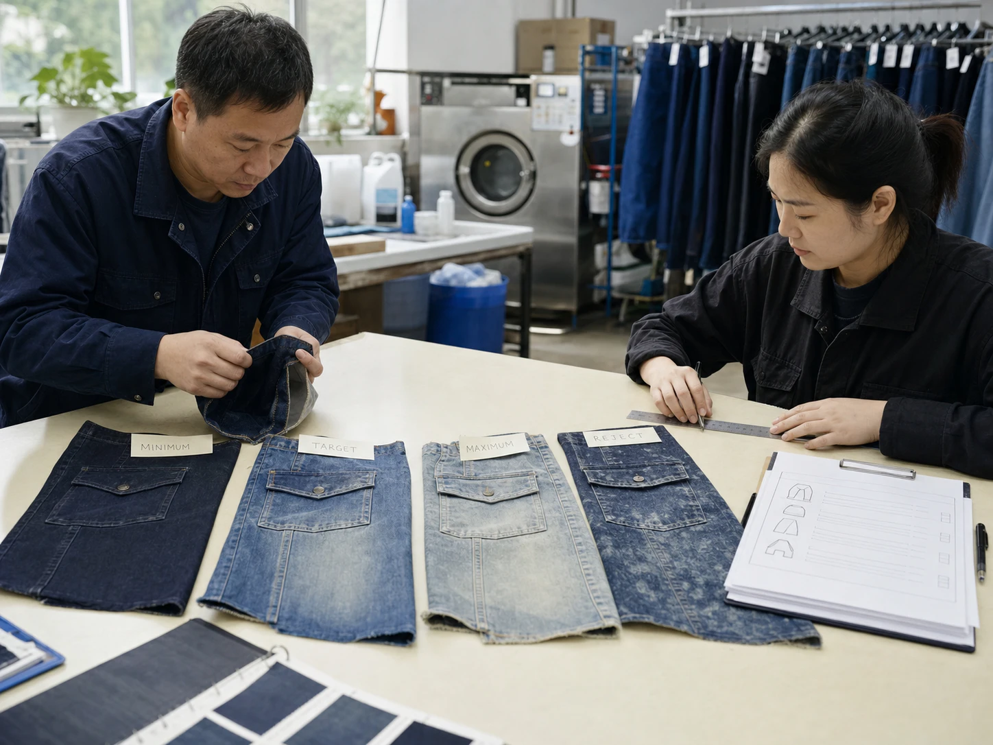 Complete-garment Stone Wash approval from sample to bulk