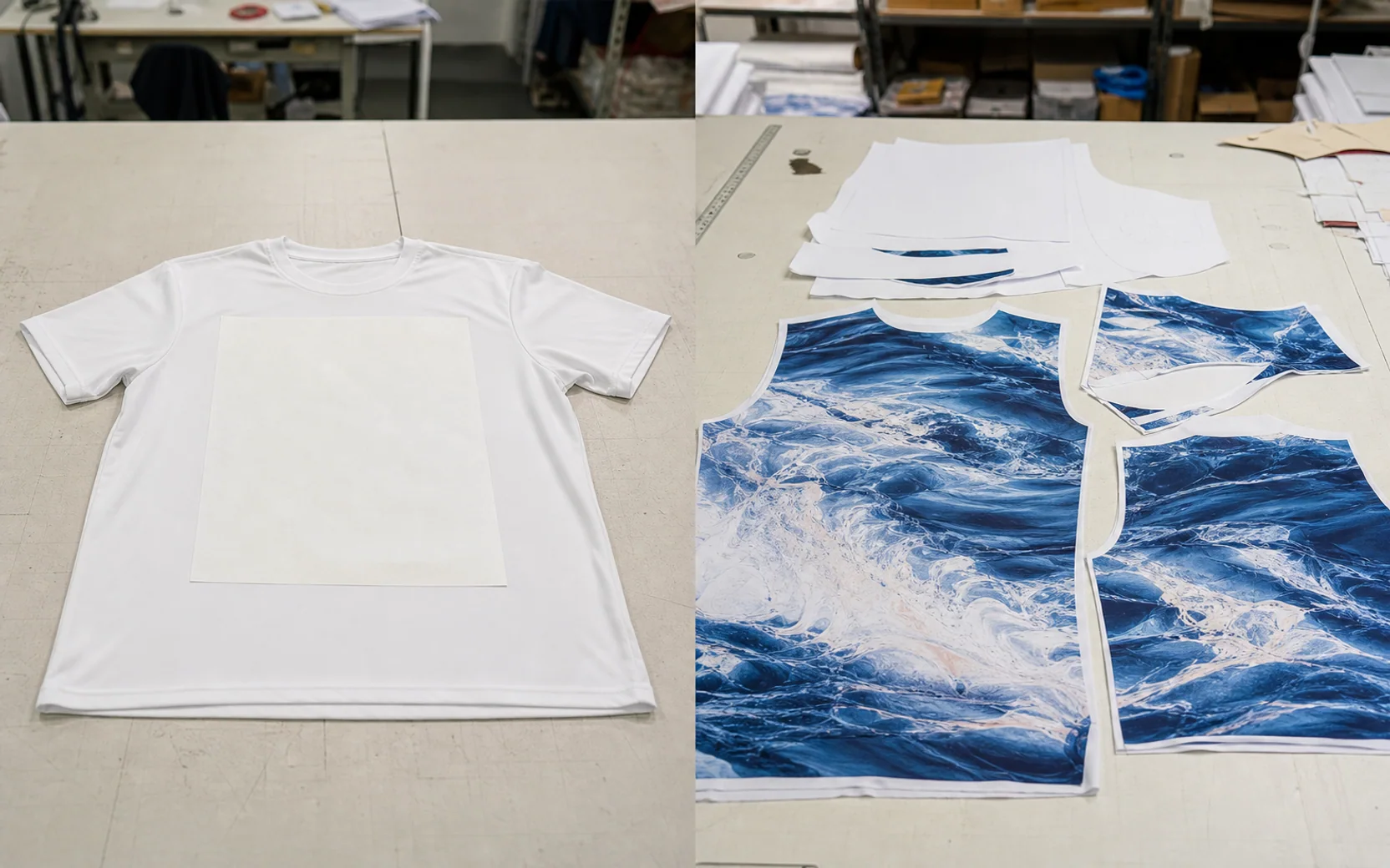 Finished garment and flat panel sublimation production routes compared