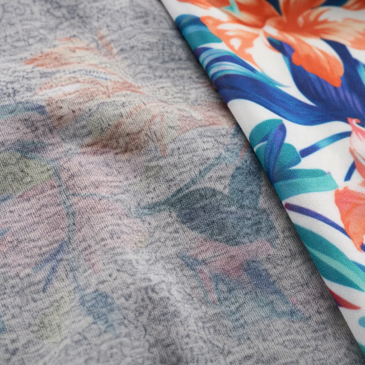 Lighter heathered sublimation result on a polyester cotton blend