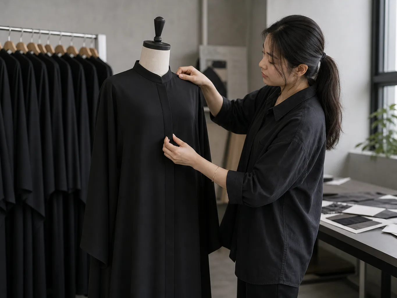 Abaya: shoulder and neckline