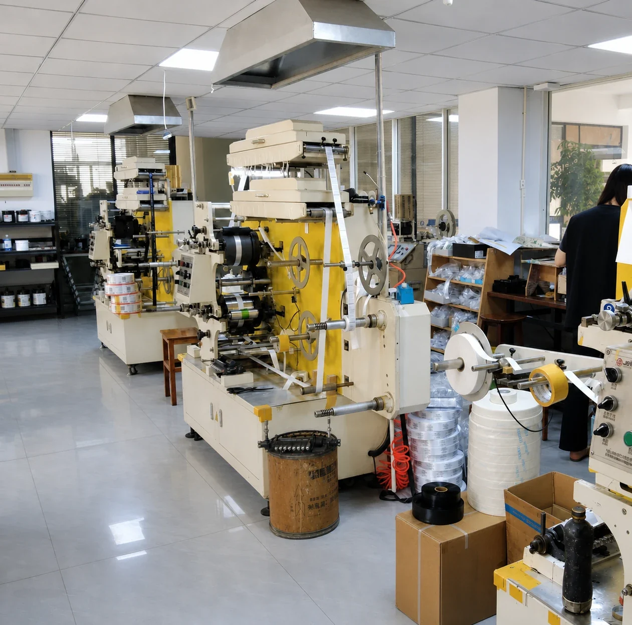 Label and packaging machine room in a garment factory