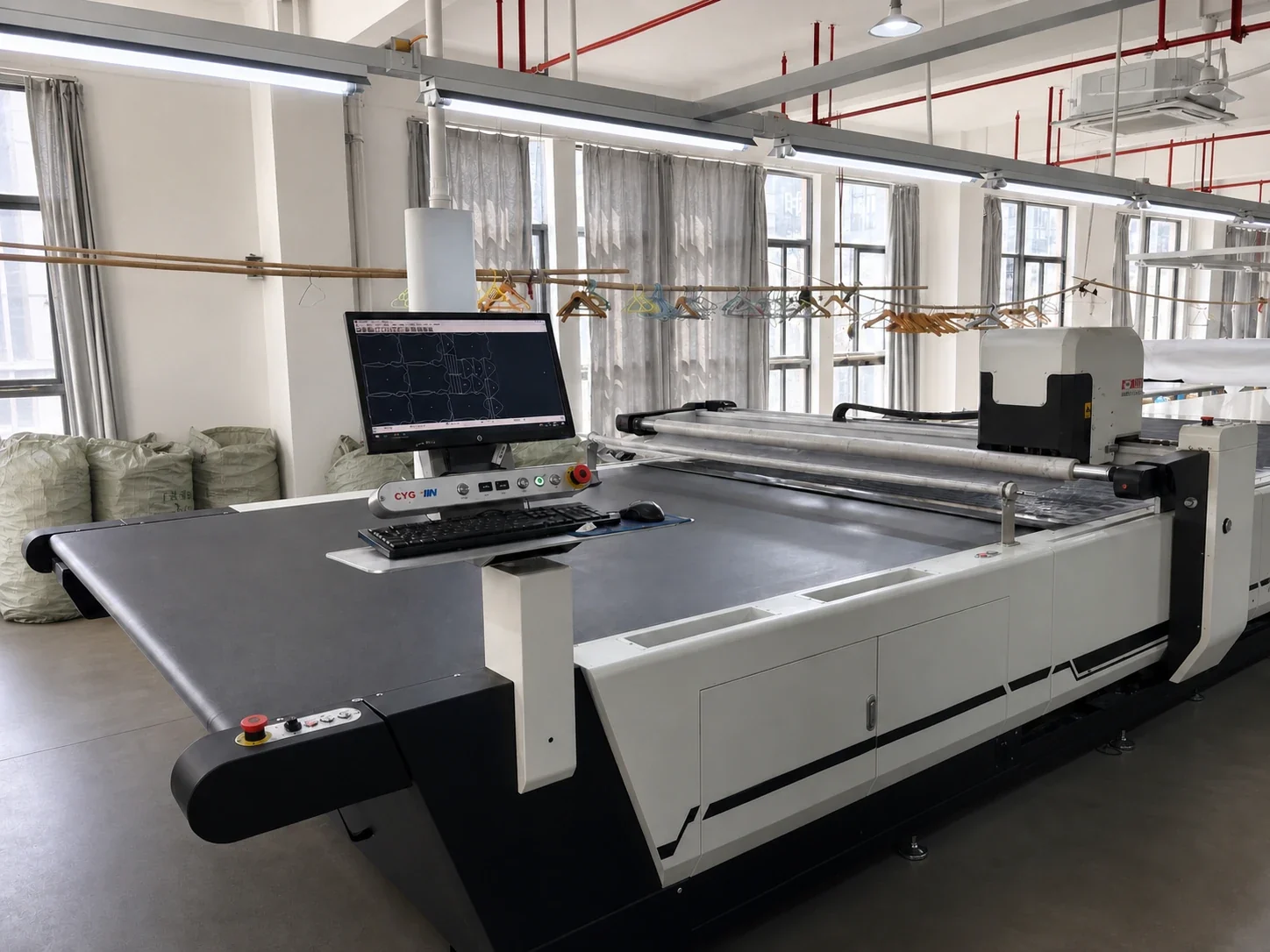 CAD cutting table used for apparel pattern and cutting work