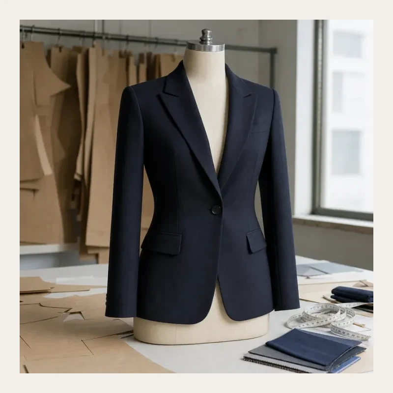 Structured navy blazer sample preview for the Blazers Projects We Have Done section.