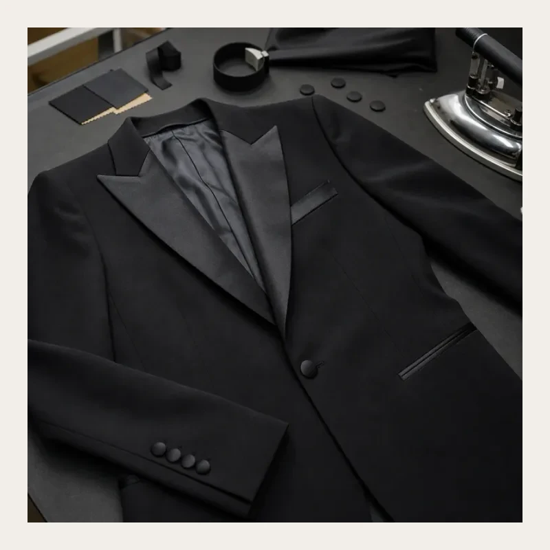 Black satin-lapel blazer sample preview for the Blazers Projects We Have Done section.
