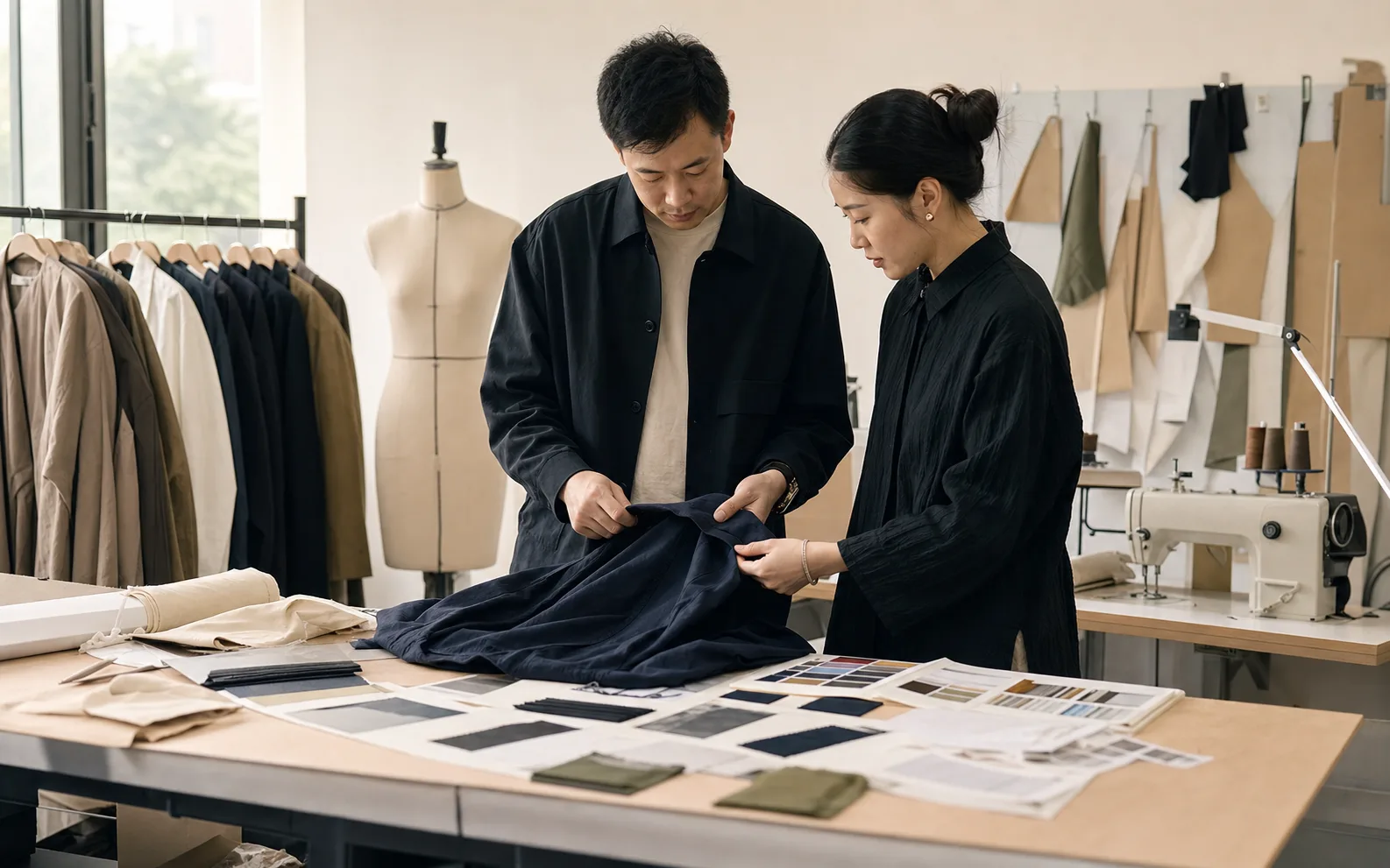 Apparel sample room used to explain Canton Fashion project coordination