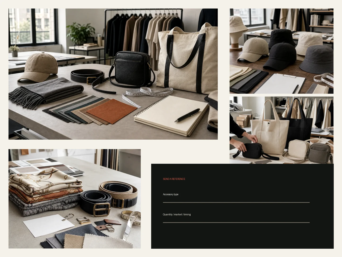 Accessory inquiry reference scene with photos links quantity and market notes.