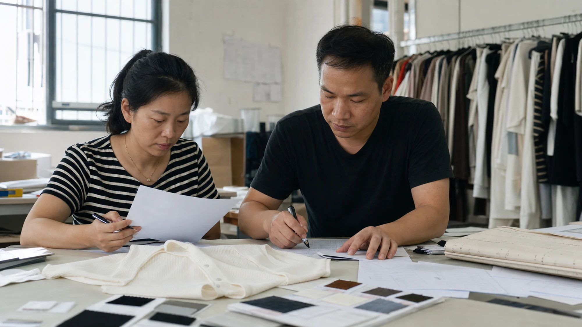 A distinct step in apparel development from brief review through production preparation