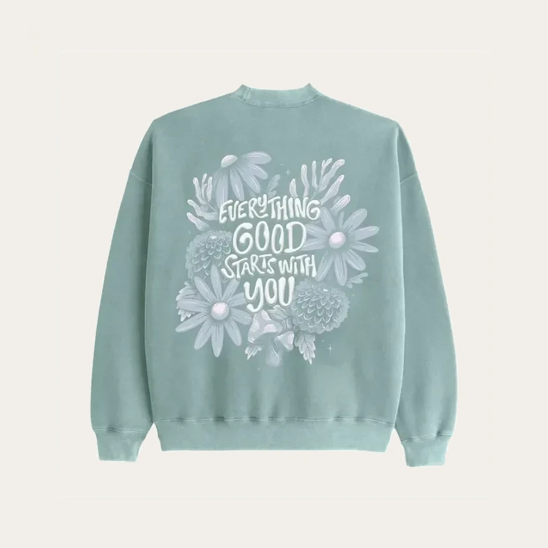 Mint green graphic sweatshirt project photo supplied by Canton Fashion.