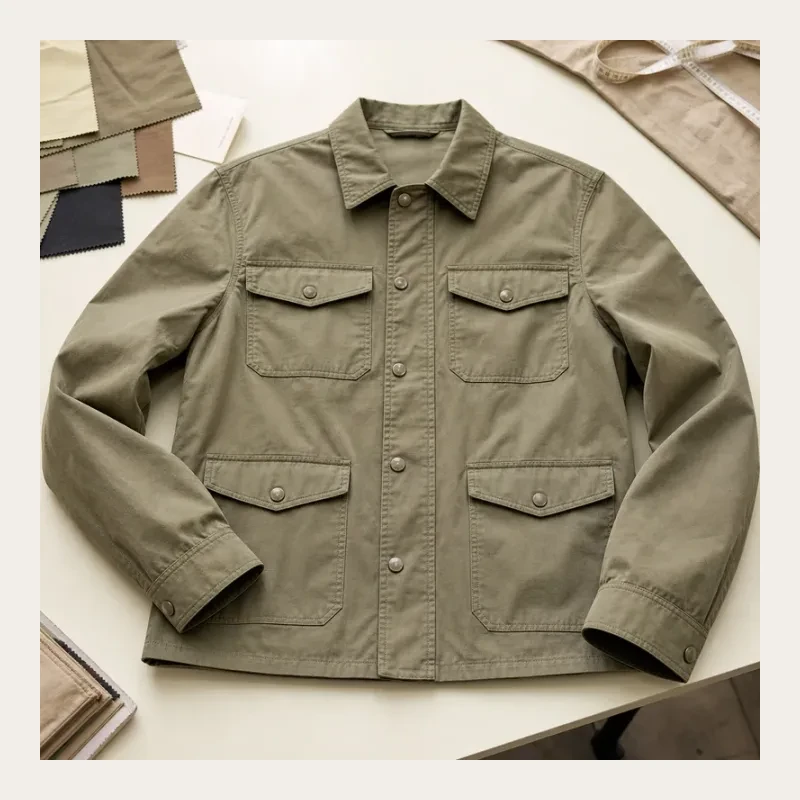 Khaki utility jacket project preview generated for Canton Fashion.