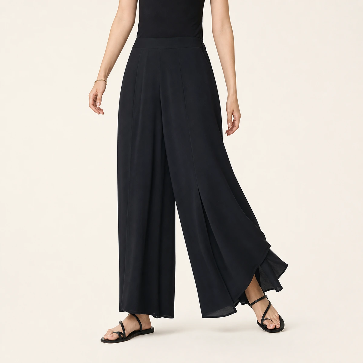 Black wide-leg pants project photo supplied by Canton Fashion.
